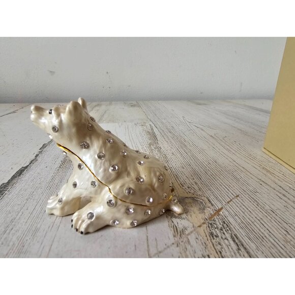 Pier 1 cloisonne polar bear trinket box jewelry glitter rhinestone unique - Picture 3 of 10